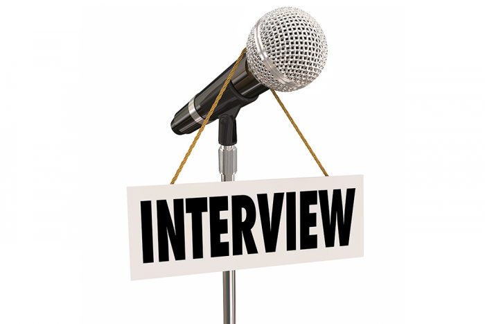 Interview Hanging Sign Microphone Word Questions Answers Speaker